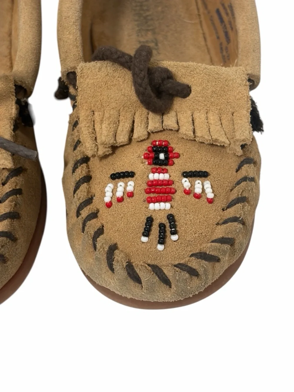 Minnetonka Thunderbird Leather Suede Boat Sole Moccasins - Toddler 9